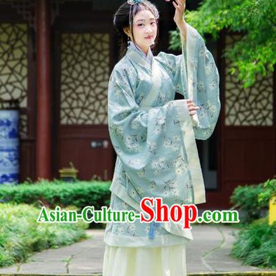 Traditional Chinese Han Dynasty Imperial Consort Hanfu Costume Curve Bottom, China Ancient Dress Palace Princess Peri Printing Clothing for Women