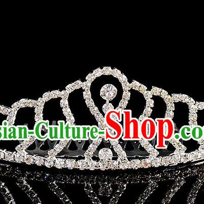 Top Grade Handmade Chinese Classical Hair Accessories Baroque Style Wedding Crystal Royal Crown, Bride Princess Hair Kether Jewellery Hair Clasp for Women