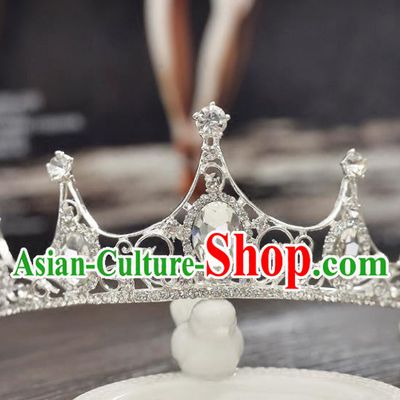 Top Grade Handmade Chinese Classical Hair Accessories Baroque Style CZ Diamond Wedding Princess Royal Crown, Bride Hair Jewellery Hair Clasp for Women
