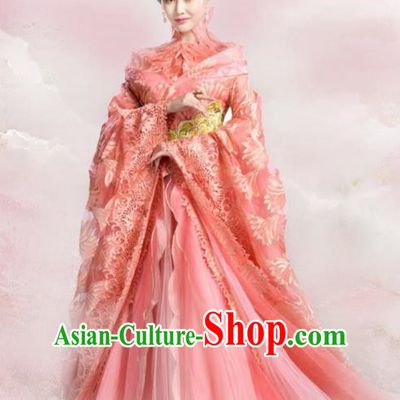 Traditional Ancient Chinese Mythologies Imperial Concubine Embroidery Dance Costume, Once Upon a Time Chinese Palace Lady Hanfu Dress Clothing for Women