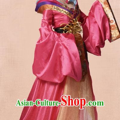 Traditional Chinese Tang Dynasty Imperial Concubine Embroidery Costume, Once Upon a Time Chinese Ancient Palace Lady Hanfu Dress Clothing for Women