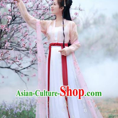 Traditional Ancient Chinese Costume Song Dynasty Palace Lady Embroidery Butterfly Blouse and Skirt, Elegant Hanfu Clothing Chinese Princess Costume for Women
