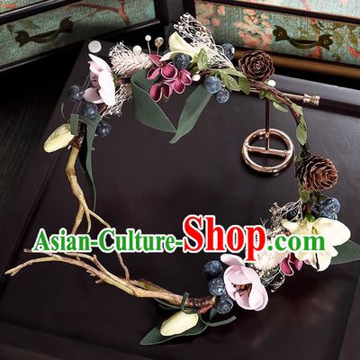 Top Grade Handmade Chinese Classical Hair Accessories Princess Wedding Flowers Hair Clasp Headband Bride Headwear for Women