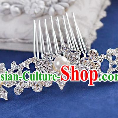 Top Grade Handmade Chinese Classical Hair Accessories Princess Wedding Crystal Butterfly Pearl Hair Comb Hair Stick Headband Bride Headwear for Women
