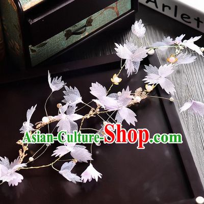 Top Grade Handmade Chinese Classical Hair Accessories Princess Wedding Pink Silk Hair Clasp Hair Stick Headband Bride Headwear for Women