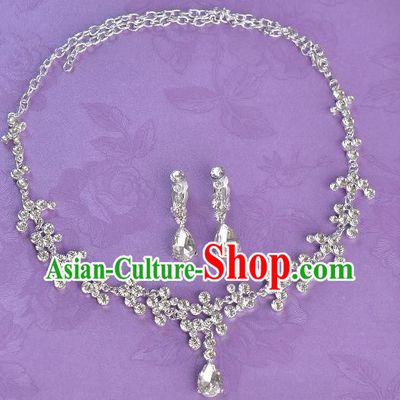 Top Grade Handmade Chinese Classical Jewelry Accessories Princess Wedding Crystal Royal Earrings and Necklace Bride Ornaments for Women