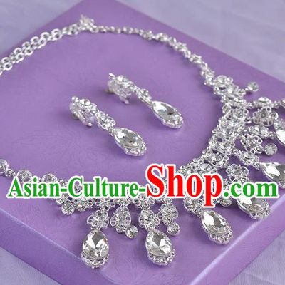 Top Grade Handmade Chinese Classical Jewelry Accessories Queen Wedding Crystal Royal Earrings and Necklace Bride Ornaments for Women