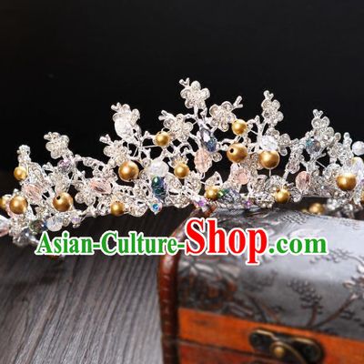 Top Grade Handmade Hair Accessories Baroque Style Palace Princess Wedding Golden Beads Vintage Royal Crown, Bride Hair Kether Jewellery Imperial Crown for Women