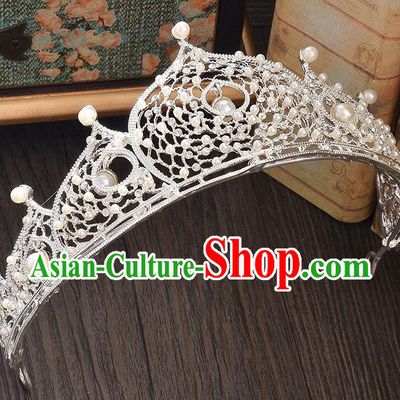 Top Grade Handmade Hair Accessories Baroque Style Wedding Princess Full Dress Crystal Pearls Royal Crown, Bride Toast Hair Kether Jewellery Imperial Crown for Women