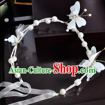 Top Grade Handmade Chinese Classical Hair Accessories Princess Wedding Pearls Flowers Butterfly Hair Clasp Bride Headwear for Women