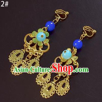 Top Grade Handmade Chinese Classical Jewelry Accessories Xiuhe Suit Wedding Golden Tassel Earrings Bride Hanfu Eardrop for Women