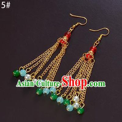 Top Grade Handmade Chinese Classical Jewelry Accessories Xiuhe Suit Wedding Green Beads Tassel Earrings Bride Hanfu Eardrop for Women