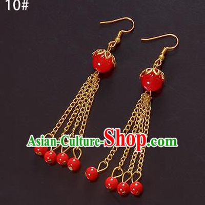 Top Grade Handmade Chinese Classical Jewelry Accessories Xiuhe Suit Wedding Ancient Costume Red Beads Tassel Earrings Bride Hanfu Eardrop for Women