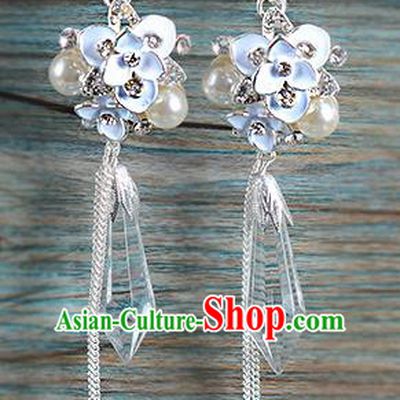 Top Grade Handmade Chinese Classical Jewelry Accessories Wedding Crystal Tassel Earrings Bride Hanfu Eardrop for Women
