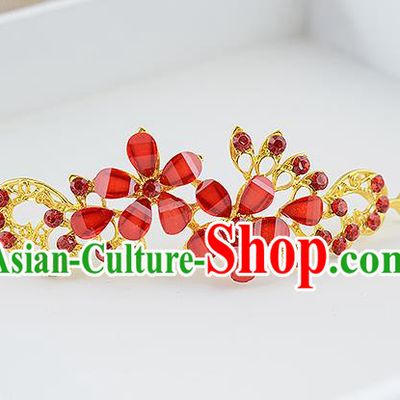 Top Grade Handmade Hair Accessories Baroque Luxury Red Crystal Hair Stick, Bride Wedding Hair Kether Jewellery Princess Imperial Crown for Women