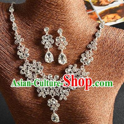 Top Grade Handmade Chinese Classical Full Dress Jewelry Accessories Wedding Tassel Crystal Necklace and Earrings Bride Hanfu Headgear for Women
