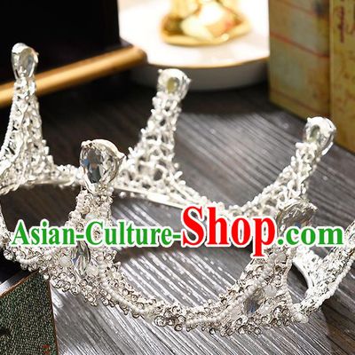 Top Grade Handmade Hair Accessories Baroque Luxury Crystal Round Royal Crown, Bride Wedding Hair Kether Jewellery Princess Imperial Crown for Women