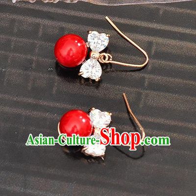 Top Grade Handmade Chinese Classical Jewelry Accessories Wedding Crystal Bowknot Earrings Bride Hanfu Eardrop for Women