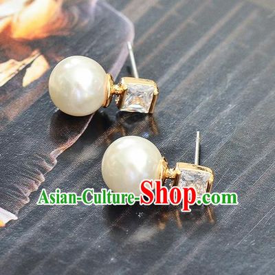 Top Grade Handmade Chinese Classical Jewelry Accessories Wedding Pearl Crystal Ear Stud Bride Hanfu Earrings for Women