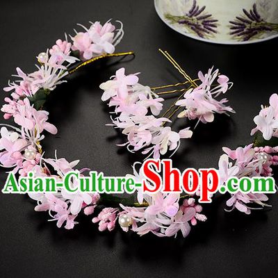 Top Grade Handmade Chinese Classical Hair Accessories Princess Wedding Baroque Headwear Pink Pearl Flowers Hair Clasp Bride Headband for Women