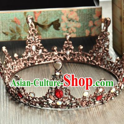 Top Grade Handmade Hair Accessories Baroque Crystal Round Imperial Crown, Bride Wedding Hair Jewellery Queen Crystal Crown for Women