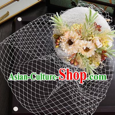 Top Grade Handmade Chinese Classical Hair Accessories Princess Wedding Baroque Headwear Flowers Hat Bride Top Hat for Women