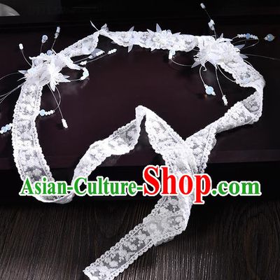 Top Grade Handmade Chinese Classical Hair Accessories Princess Wedding Baroque Headwear Lace Headband Bride Hair Clasp for Women