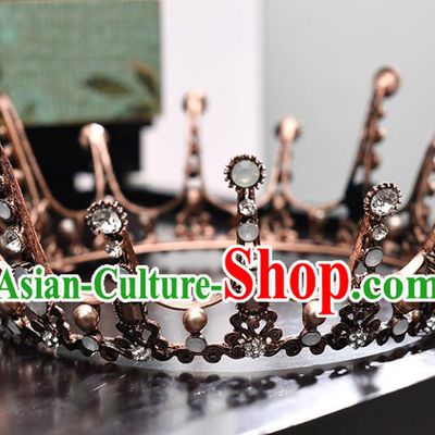 Top Grade Handmade Hair Accessories Baroque Rhinestone Round Imperial Crown, Bride Wedding Hair Jewellery Queen Crystal Crown for Women