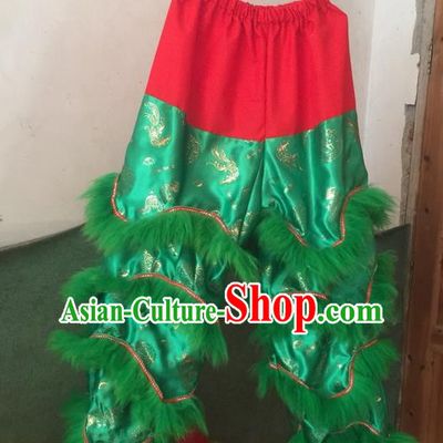World Lion Dance Competition Fur Hoksan Costume Lion Dance Pants Adult Size Costumes Green Trousers