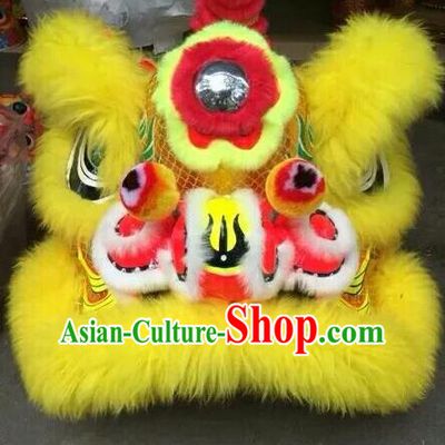World Lion Dance Competition Yellow Fur Lion Head Lion Dance Costumes for Adult