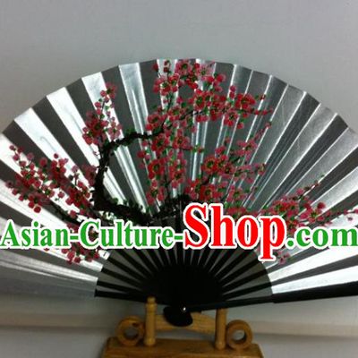 Traditional Chinese Crafts Peking Opera Folding Fan China Sensu Printing Plum Blossom Dance Accordion Golden Paper Fan for Women