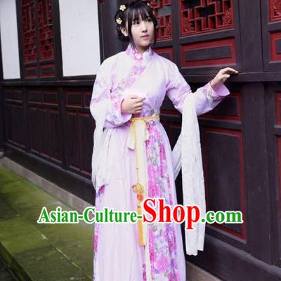 Traditional Ancient Chinese Costume Han Dynasty Princess Blouse and Dress, Elegant Hanfu Clothing Chinese Pink Clothing for Women
