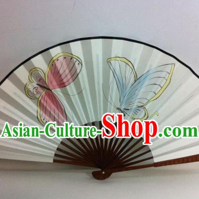 Traditional Chinese Crafts Peking Opera Folding Fan China Sensu Handmade Chinese Painting Butterfly Xuan Paper Fan for Men