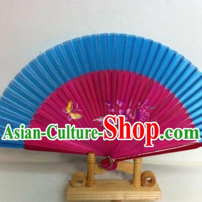 Traditional Chinese Crafts Peking Opera Folding Fan China Sensu Handmade Chinese Painting Orchid Rosy Fan for Women