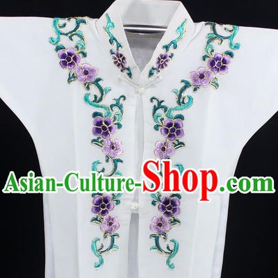 Traditional China Beijing Opera Young Lady Costume White Collar Protectors, Ancient Chinese Peking Opera Embroidery Clothing