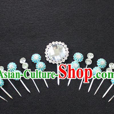 Traditional China Beijing Opera Young Lady Hair Accessories Complete Set, Ancient Chinese Peking Opera Hua Tan Headwear Diva Crystal Hairpins