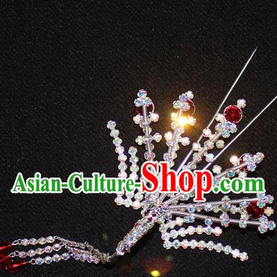 Traditional China Beijing Opera Young Lady Hair Accessories Phoenix Step Shake, Ancient Chinese Peking Opera Hua Tan Headwear Diva Hairpins