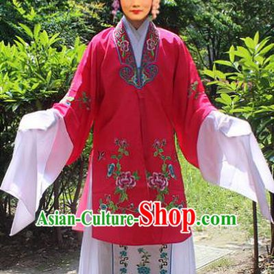 Traditional China Beijing Opera Young Lady Hua Tan Costume Embroidered Rosy Cape, Ancient Chinese Peking Opera Female Diva Embroidery Dress Clothing