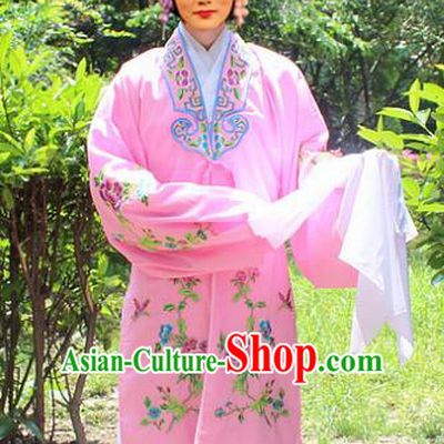 Traditional China Beijing Opera Young Lady Hua Tan Costume Embroidered Pink Cape, Ancient Chinese Peking Opera Female Diva Embroidery Dress Clothing