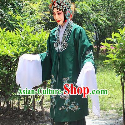 Traditional China Beijing Opera Young Lady Hua Tan Costume Embroidered Dark Green Cape, Ancient Chinese Peking Opera Female Diva Embroidery Dress Clothing