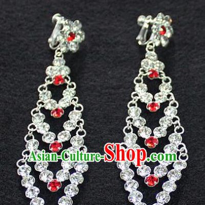 Traditional China Beijing Opera Young Lady Hair Accessories Tassel Earrings, Ancient Chinese Peking Opera Hua Tan Diva Eardrop