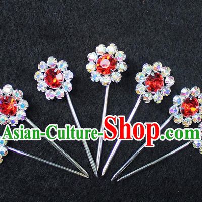Traditional China Beijing Opera Young Lady Hair Accessories 7 Hairpins, Ancient Chinese Peking Opera Hua Tan Headwear Diva Hairpins