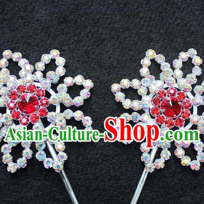 Traditional China Beijing Opera Young Lady Hair Accessories Diva Head-ornaments, Ancient Chinese Peking Opera Hua Tan Headwear Crystal Hairpins
