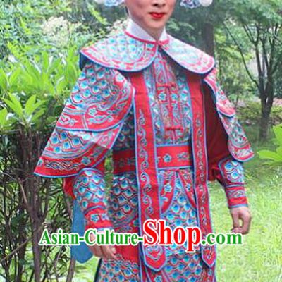 Traditional China Beijing Opera Costume Yang Warrior Robe and Headwear Complete Set, Ancient Chinese Peking Opera Soldier Red Gwanbok Clothing
