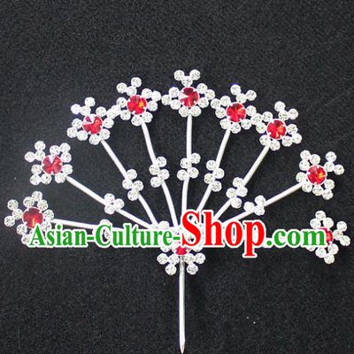 Traditional China Beijing Opera Young Lady Hair Accessories Diva Head-ornaments, Ancient Chinese Peking Opera Hua Tan Headwear Crystal Flowers Hairpins
