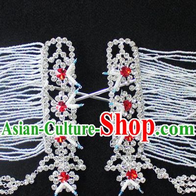 Traditional China Beijing Opera Young Lady Hair Accessories Temples Tassel Step Shake, Ancient Chinese Peking Opera Hua Tan Headwear Diva Crystal Empress Hairpins