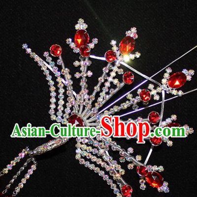 Traditional China Beijing Opera Young Lady Hair Accessories Tassel Step Shake, Ancient Chinese Peking Opera Hua Tan Headwear Diva Crystal Empress Phoenix Hairpins