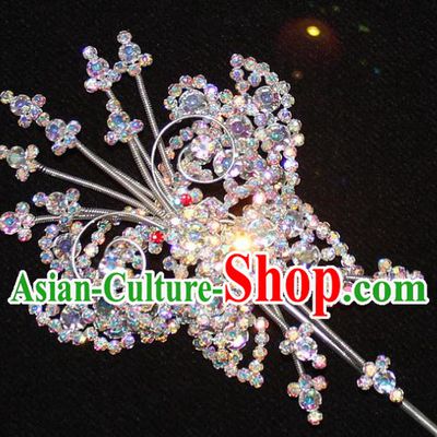 Traditional China Beijing Opera Young Lady Hair Accessories Tassel Step Shake, Ancient Chinese Peking Opera Hua Tan Headwear Diva Colorful Crystal Empress Butterfly Hairpins