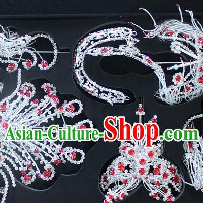Traditional China Beijing Opera Young Lady Hair Accessories Tassel Step Shake, Ancient Chinese Peking Opera Hua Tan Headwear Diva Crystal Empress Hairpins Head-ornaments Complete Set