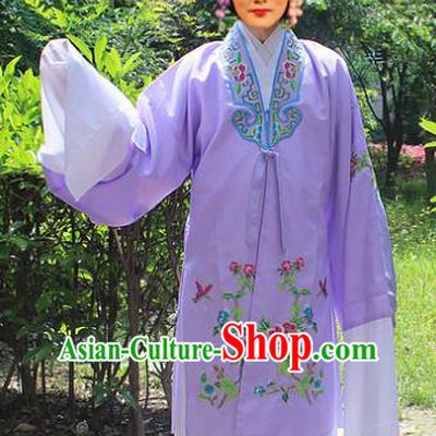 Traditional China Beijing Opera Young Lady Hua Tan Costume Embroidered Purple Cape, Ancient Chinese Peking Opera Female Diva Embroidery Dress Clothing